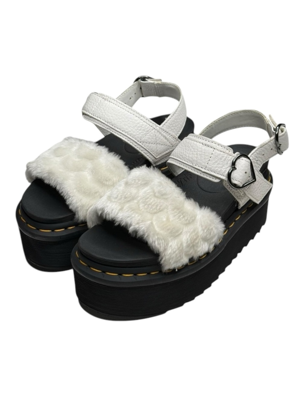 new Dr Martens ☁︎︎ Voss Fluffy Faux Fur Platform Sandal ☁︎︎ White Nappa ☁︎︎ 37 - Picture 9 of 17